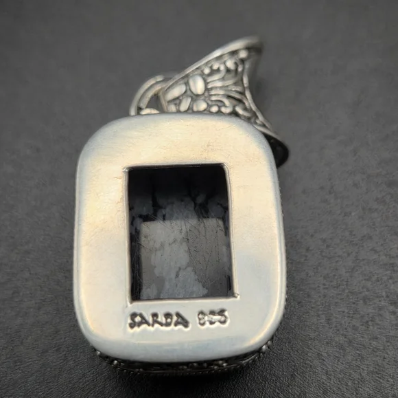 Sterling Silver Snowflake Obsidian Pendant - Picture 5 of 6